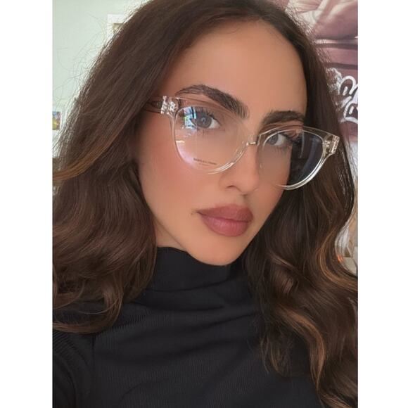 NEW Saint Laurent SL M34 Clear Silver Cat Eye Frames - Picture 1 of 6